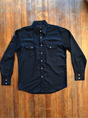 vintage Liquid brand black western shirt with pearl snap buttons